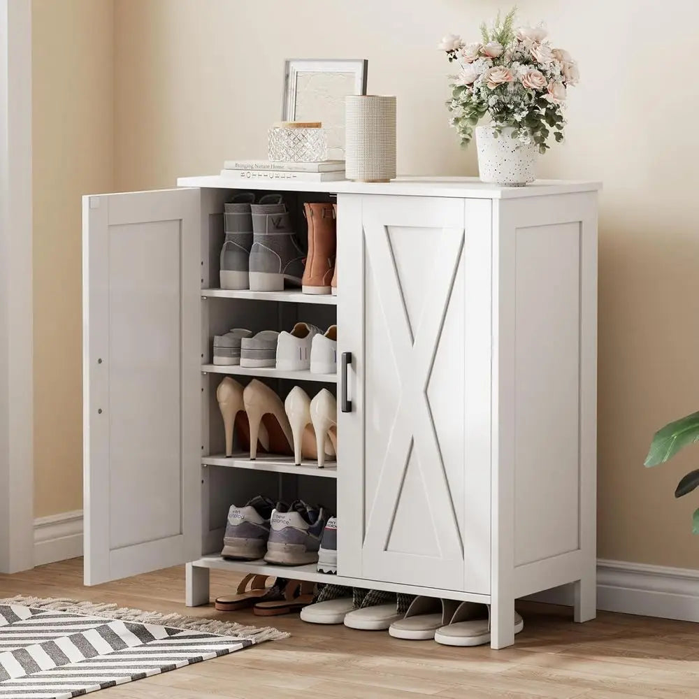 Farmhouse Shoe Cabinet w/Doors