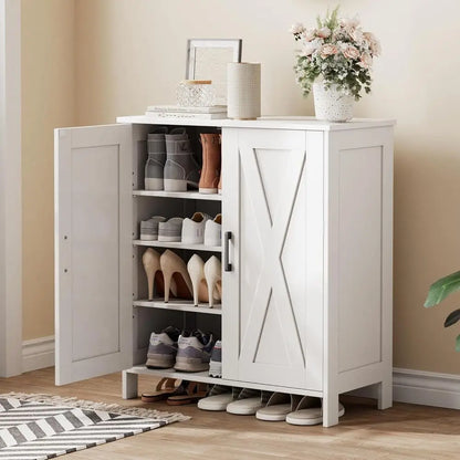 Farmhouse Shoe Cabinet w/Doors