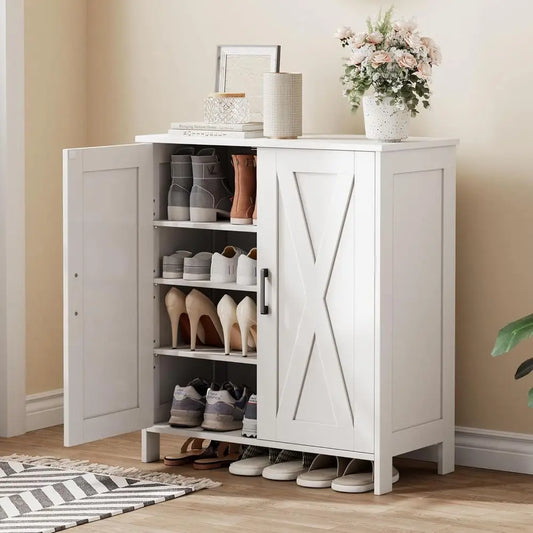 Farmhouse Shoe Cabinet w/Doors