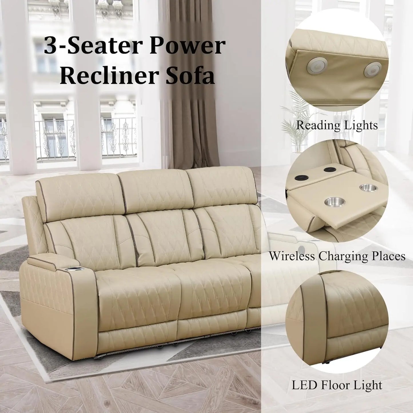 Leather Power Recliner Sofa Set