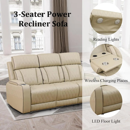 Leather Power Recliner Sofa Set