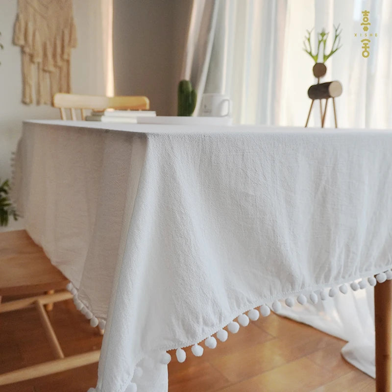 Cotton Tablecloth with Tassels