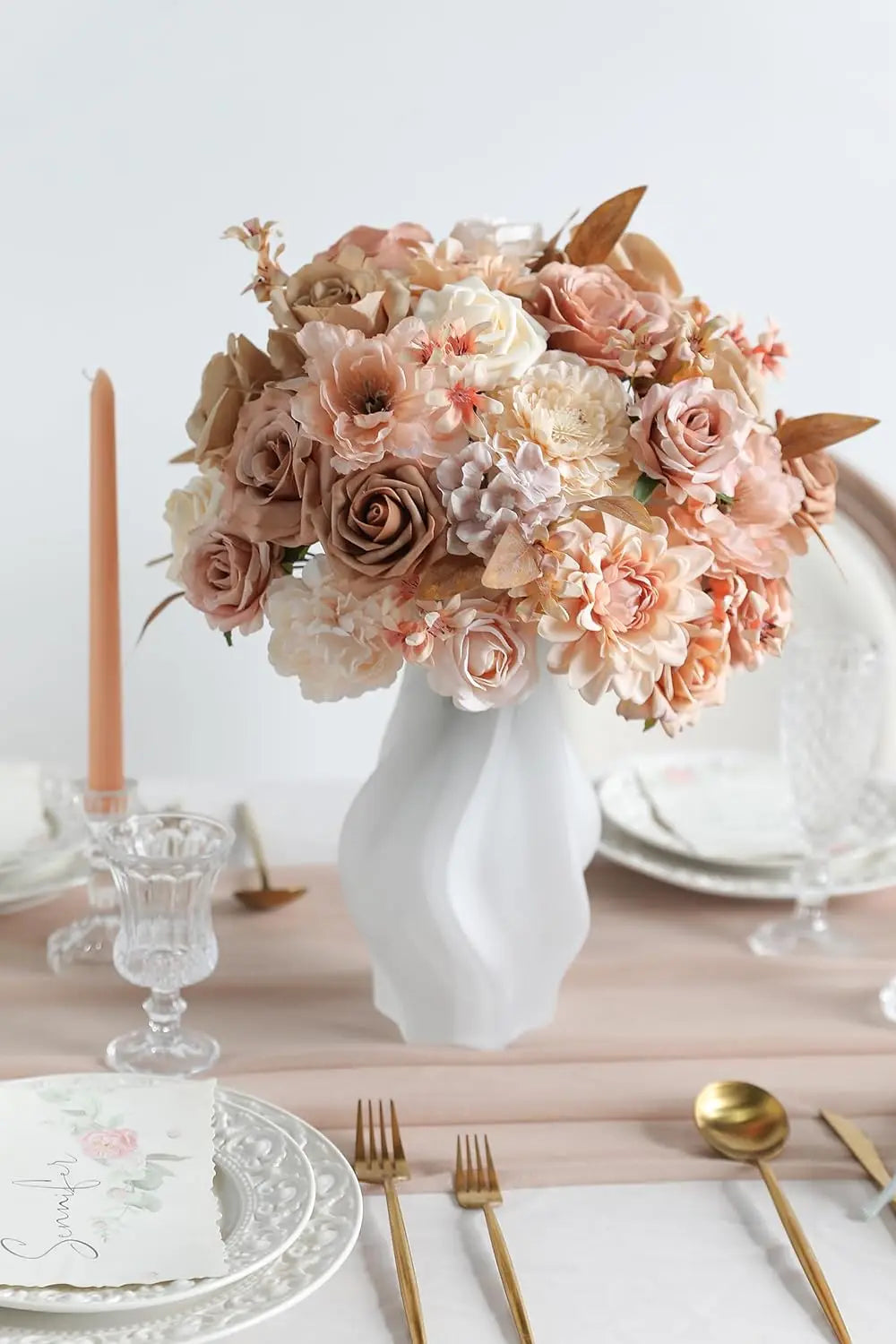 Nude Colored Rose Artificial Bouquet