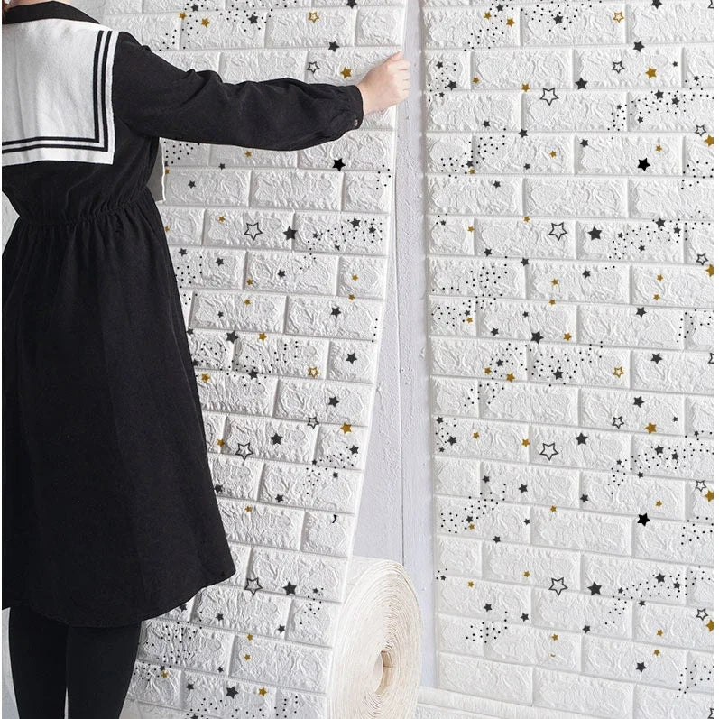 Self-adhesive Antique Foam Brick Wallpaper