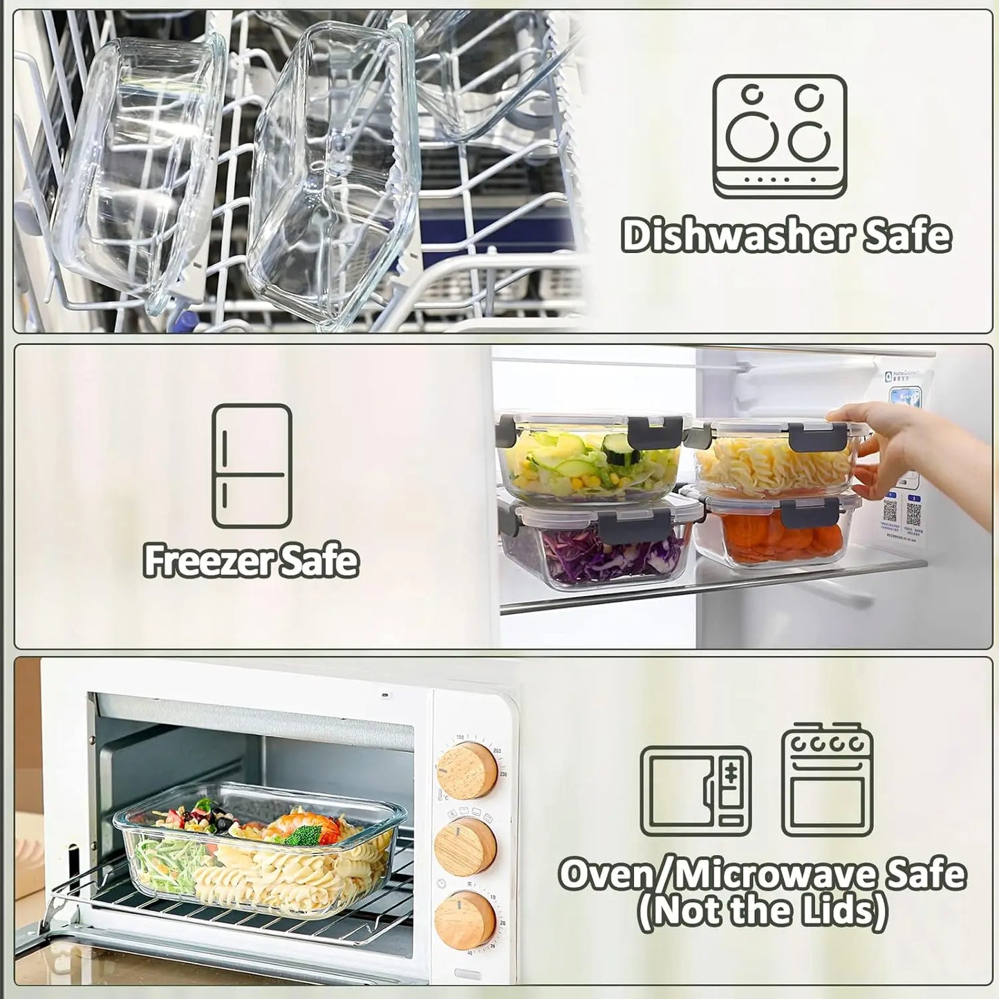 10-Pack Glass Meal Prep Containers