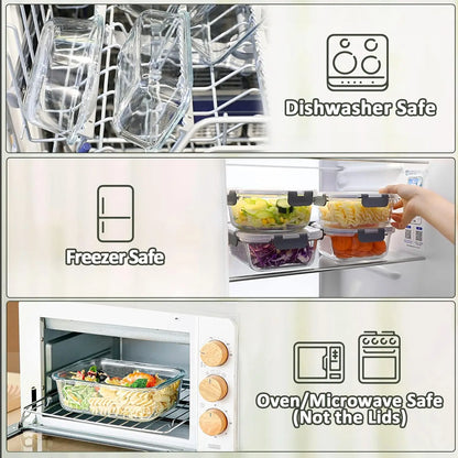 10-Pack Glass Meal Prep Containers