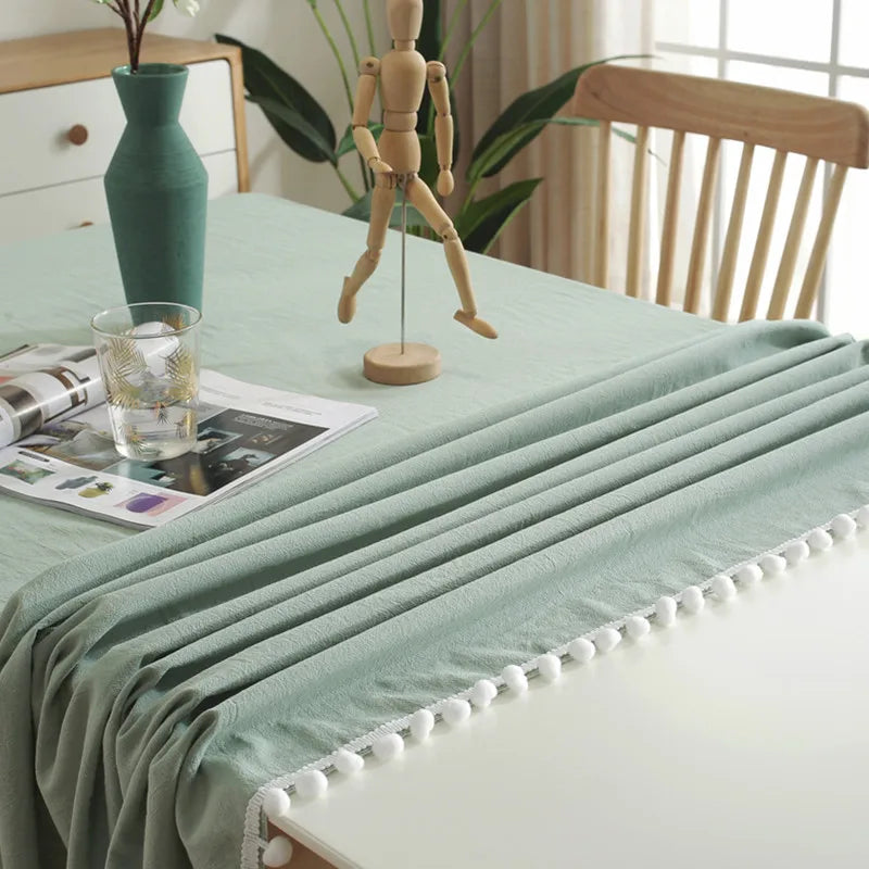 Cotton Tablecloth with Tassels