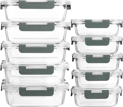 10-Pack Glass Meal Prep Containers