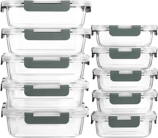 10-Pack Glass Meal Prep Containers