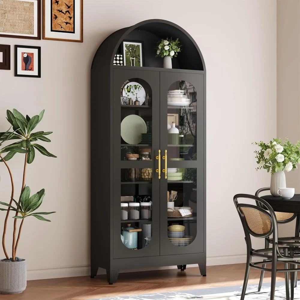 Tall Arched Cabinet w Glass Doors