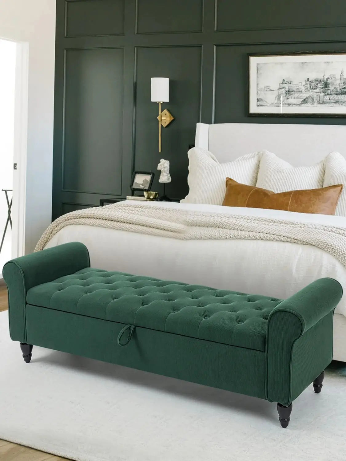 Upholstered End of Bed Storage Bench