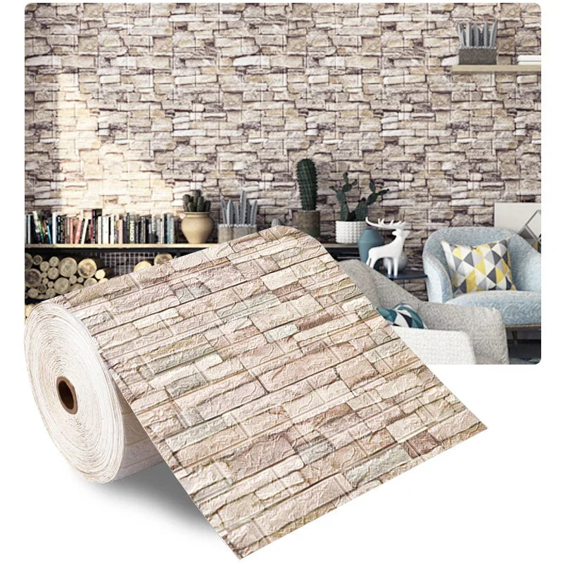 Self-adhesive Antique Foam Brick Wallpaper