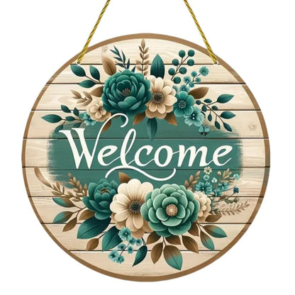 Vintage Welcome Flower Plant Sign