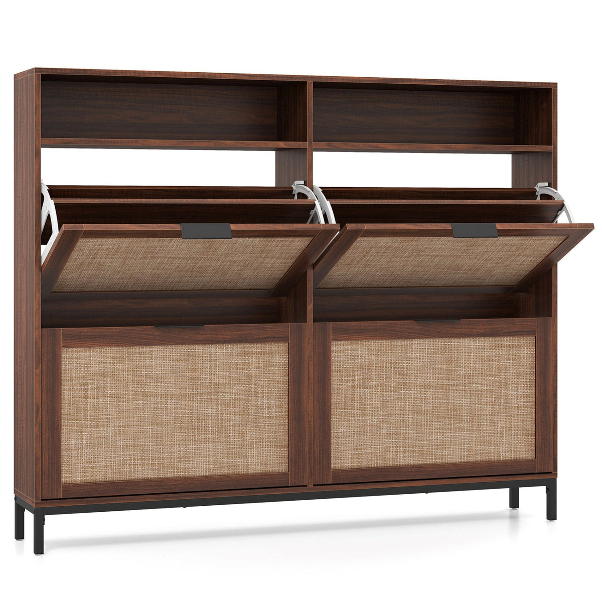 Shoe Storage Cabinet - 4 Flip Drawers - Adjustable Shelves