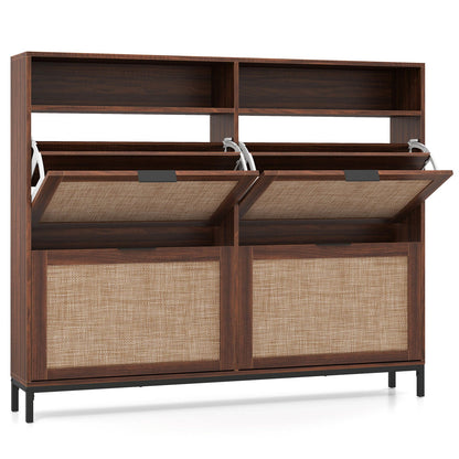 Shoe Storage Cabinet - 4 Flip Drawers - Adjustable Shelves