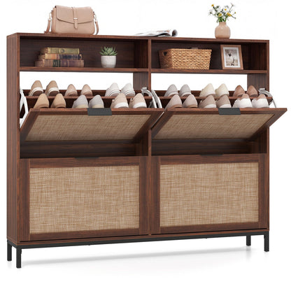 Shoe Storage Cabinet - 4 Flip Drawers - Adjustable Shelves