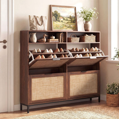 Shoe Storage Cabinet - 4 Flip Drawers - Adjustable Shelves