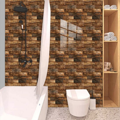 10 PCS 3D Wall Brick Self Adhesive Removable Wallpaper 11.8 x 11.8 Inch Wallpaper Brick Breakaway Wall Decals Vintage Faux Brick Wallpaper Brown for Fireplace Kitchen Backsplash